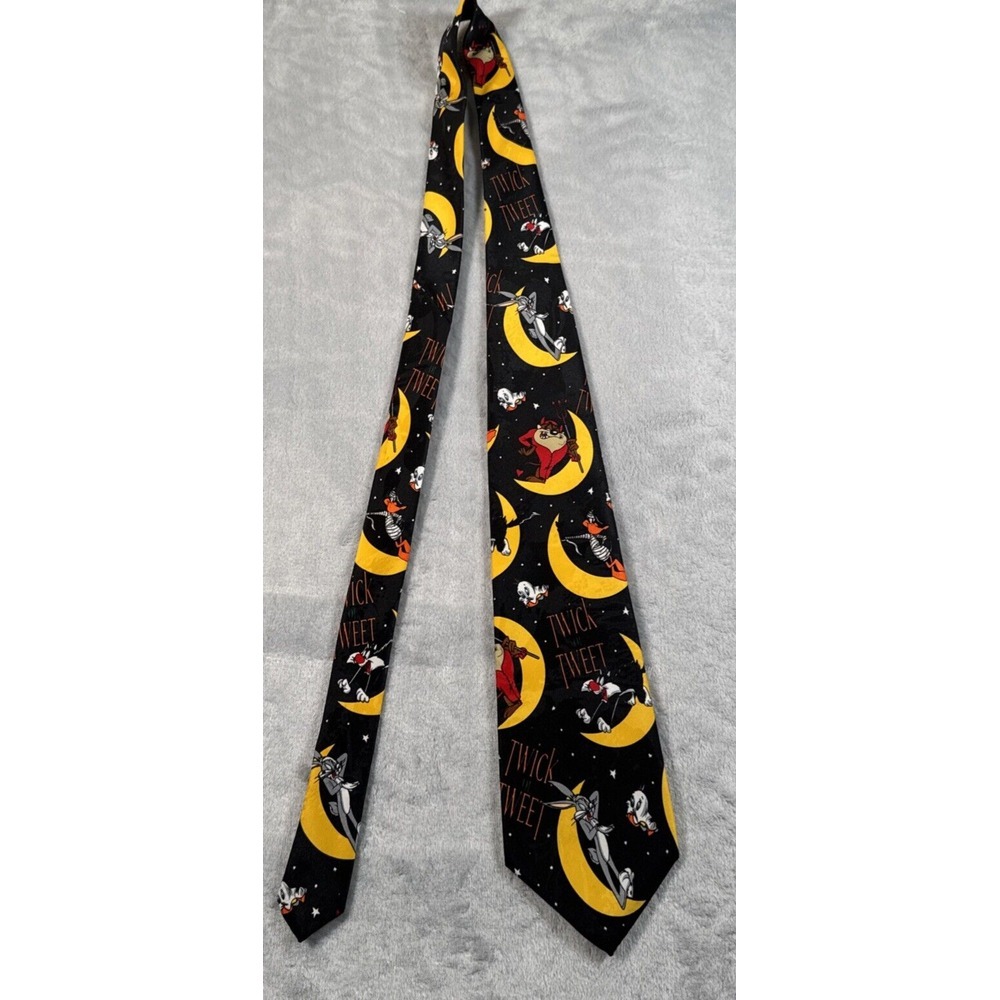 Looney Tunes Warner Brothers Men Necktie Vintage 1996 Black Holloween